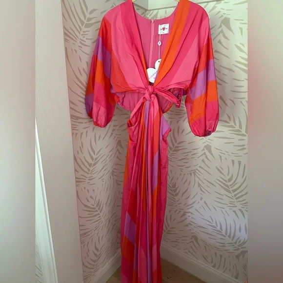 Buddy Love Pink and Orange Maxi Dress - Picture 4 of 5